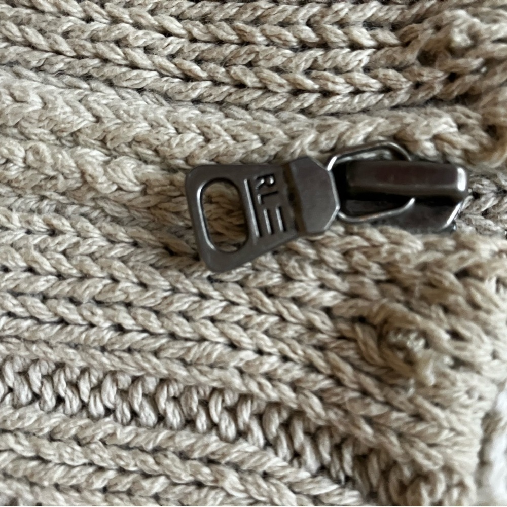 Polo Ralph Lauren Beige Zip-Up Cable Knit academic preppie old money tennis - Picture 10 of 12